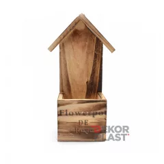 Fa virágtartó, házikós / 8cm x 9cm x 8cm x 24,5cm  01#