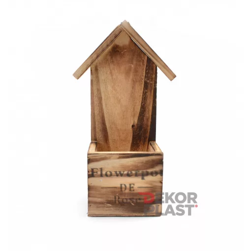 Fa virágtartó, házikós / 8cm x 9cm x 8cm x 24,5cm  01#