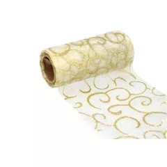 Glitteres inda mintás organza tekercs 12cm x 9.1m 02#