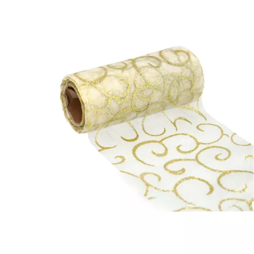 Glitteres inda mintás organza tekercs 12cm x 9.1m 02#