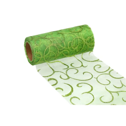 Glitteres inda mintás organza tekercs 12cm x 9.1m 08#