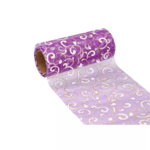 Glitteres inda mintás organza tekercs 12cm x 9.1m 09#