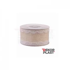 Csipkés szélű lenvászon szalag /  4cm x 5y  01#