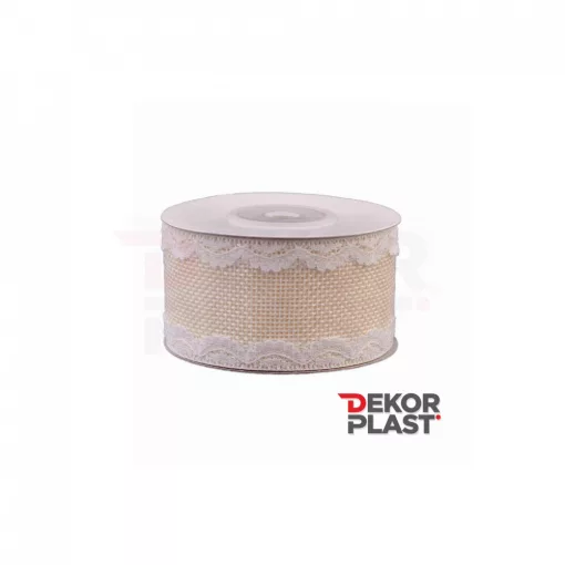 Csipkés szélű lenvászon szalag /  4cm x 5y  01#