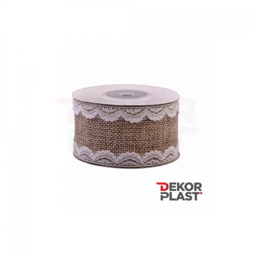 Csipkés szélű lenvászon szalag / 4cm x 5y   02#