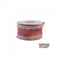 Csipkés szélű lenvászon szalag  / 4cm x 5y  03#