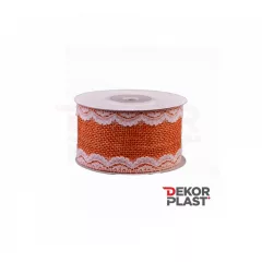 Csipkés szélű lenvászon szalag  / 4cm x 5y  04#