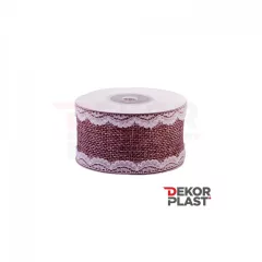 Csipkés szélű lenvászon szalag / 4cm x 5y  05#
