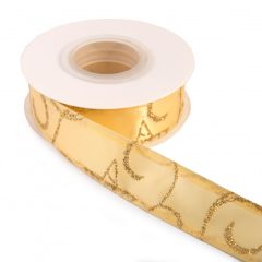 Karácsonyi drótos glitteres szalag / 2,5cm x 10y  04#