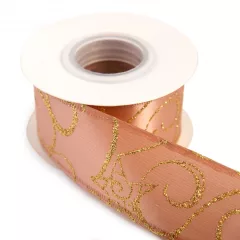 Karácsonyi glitteres drótos szalag / 4cm x 10y  03#