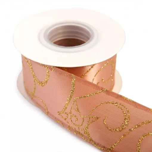 Karácsonyi glitteres drótos szalag / 4cm x 10y  03#