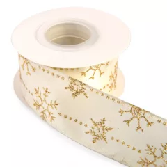 Karácsonyi glitteres drótos szalag / 4cm x 10y  02#