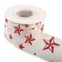Karácsonyi drótos, mintás szalag / 4cm x 10y 01#