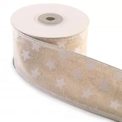 Karácsonyi drótos, mintás szalag / 4cm x 10y 10#