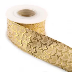 Karácsonyi drótos mintás szalag / 4cm x 10y  100#
