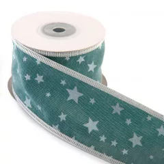 Karácsonyi drótos, mintás szalag / 4cm x 10y 12#