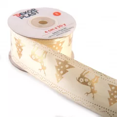 Karácsonyi drótos, mintás szalag / 4cm x 10y 31#