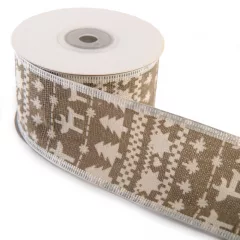 Karácsonyi drótos, mintás szalag / 4cm x 10y 60#
