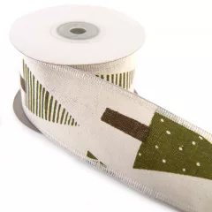Karácsonyi drótos, mintás szalag / 4cm x 10y 90#