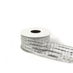 Ezüst, drótos szalag / 4cm x 10y   13#