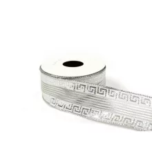 Ezüst, drótos szalag / 4cm x 10y   16#