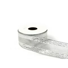 Ezüst, drótos szalag / 4cm x 10y   16#