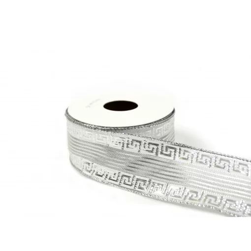Ezüst, drótos szalag / 4cm x 10y   16#