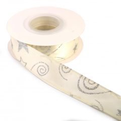 Karácsonyi drótos glitteres szalag / 2,5cm x 10y  02#