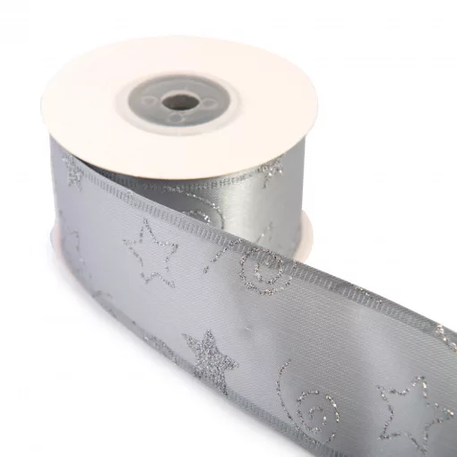 Karácsonyi glitteres drótos szalag / 4cm x 10y  03#