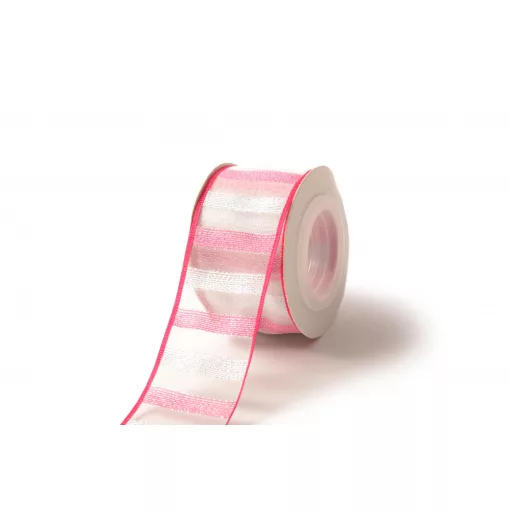 Csillámló csíkos organza szalag / 4cm x 10y  02#