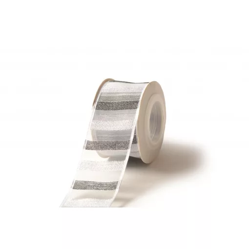 Csillámló csíkos organza szalag / 4cm x 10y  03#