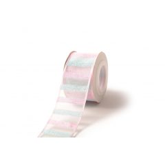 Csillámló csíkos organza szalag / 4cm x 10y  08#