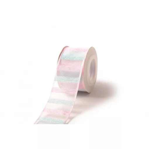 Csillámló csíkos organza szalag / 4cm x 10y  08#