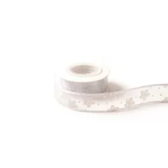 Csillámló virágos organza szalag / 2,5cm x 10y  01#