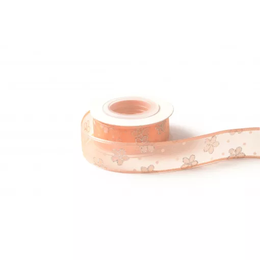 Csillámló virágos organza szalag / 2,5cm x 10y   04#