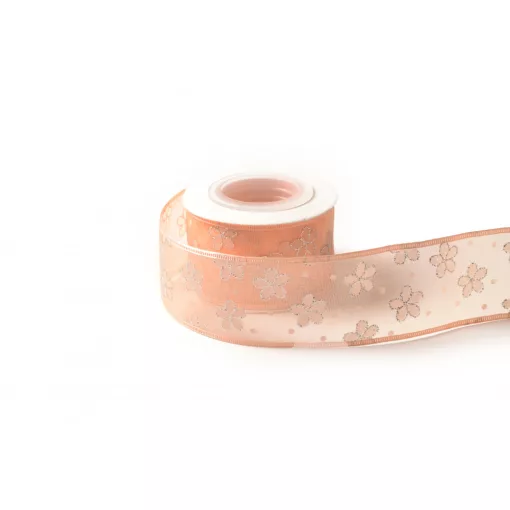 Csillámló virágos organza szalag / 4cm x 10y  04#