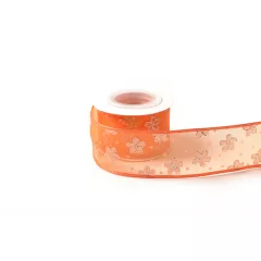 Csillámló virágos organza szalag / 4cm x 10y  05#
