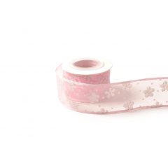 Csillámló virágos organza szalag / 4cm x 10y  06#