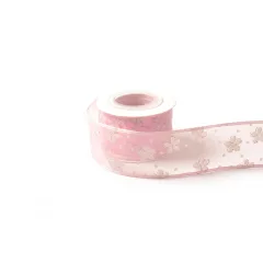 Csillámló virágos organza szalag / 4cm x 10y  06#