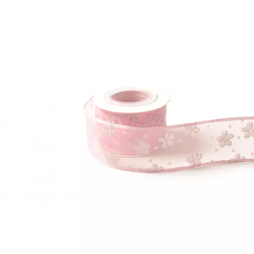 Csillámló virágos organza szalag / 4cm x 10y  06#