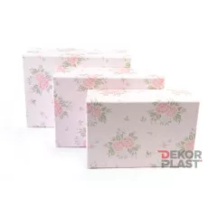 Papírdoboz rózsás 3db  (Rózsaszín)