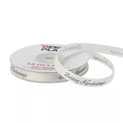 Boldog Karácsonyt feliratú ripsz 1cm  x 20y  03#