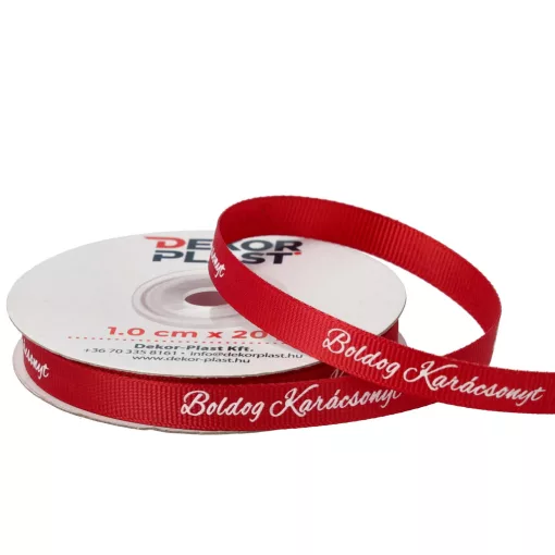 Boldog Karácsonyt feliratú ripsz 1cm  x 20y  13#