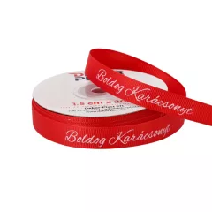   Boldog karácsonyt feliratú ripsz szalag / 1,5cm x 20y   01#