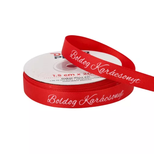 Boldog karácsonyt feliratú ripsz szalag / 1,5cm x 20y   01#