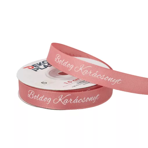 Boldog karácsonyt feliratú ripsz szalag / 1,5cm x 20y   05#