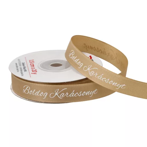Boldog karácsonyt feliratú ripsz szalag / 1,5cm x 20y   06#
