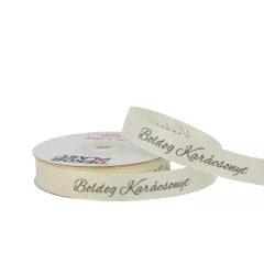   Boldog karácsonyt feliratú ripsz szalag / 1,5cm x 20y   08#