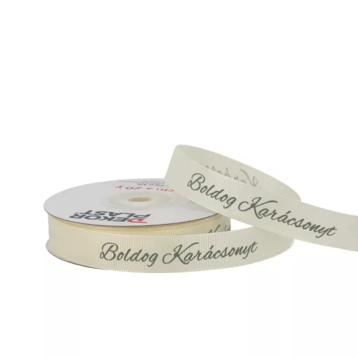 Boldog karácsonyt feliratú ripsz szalag / 1,5cm x 20y   08#