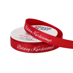   Boldog karácsonyt feliratú ripsz szalag / 1,5cm x 20y   09#